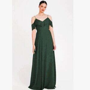 Jenny Yoo Mila Forest Green Flutter Sleeve Formal Gown Bridesmaid Dress Gown 16